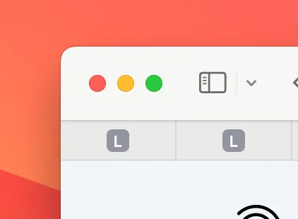 Detail of MacOS Close/Minimise window controls